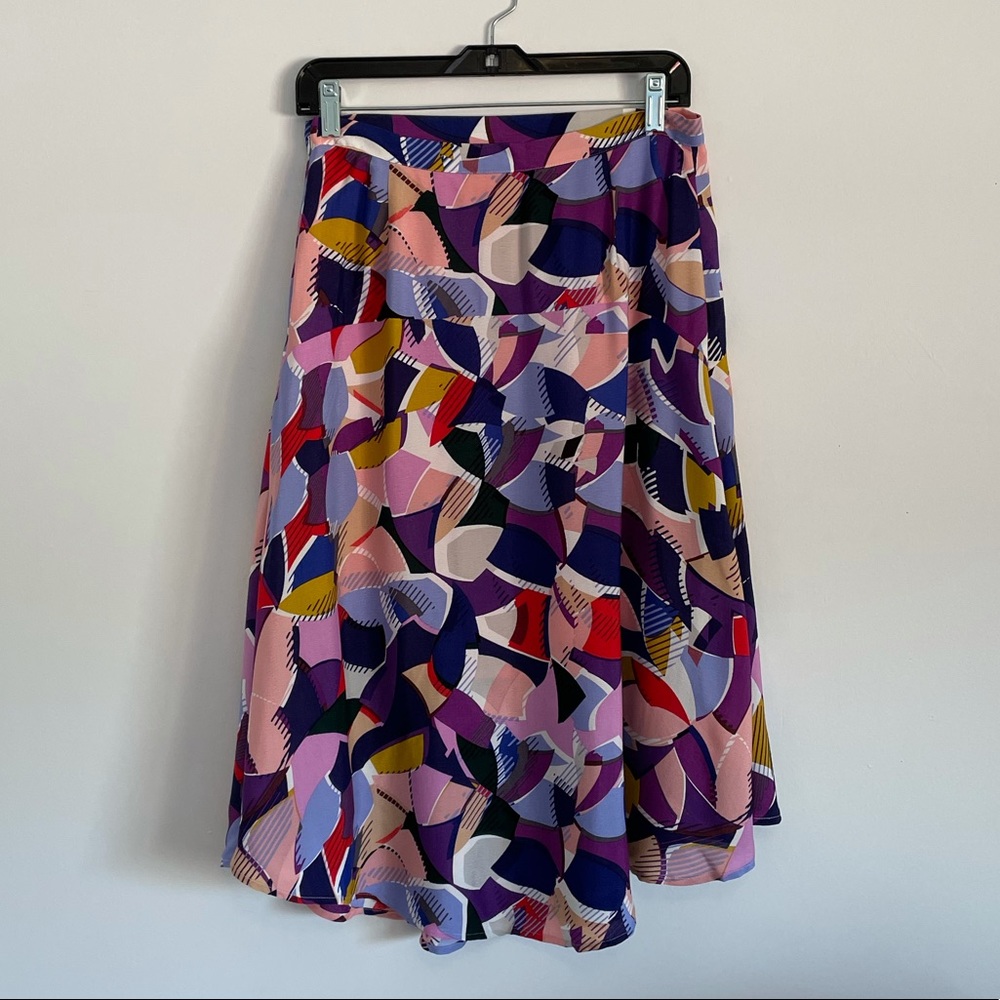 Anthropologie Maeve Pink Ava Rose Geo Print Skirt - Picture 5 of 6